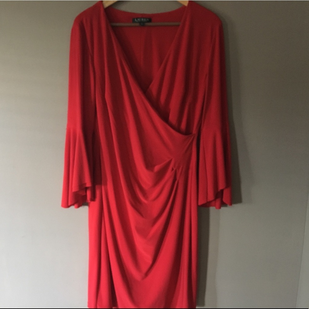 Ralph Lauren wrap dress with bell sleeves size 14